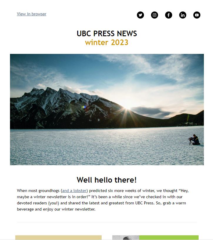 thumbnail image of the UBC Press winter 2023 newsletter